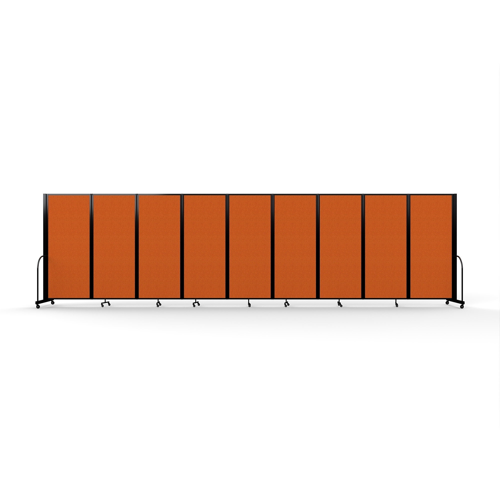 Screenflex Full Motion Divider — 6ft. 10in. x 25ft. 1in., Black Frame, Orange, Model# FSH-6109-B-DJ